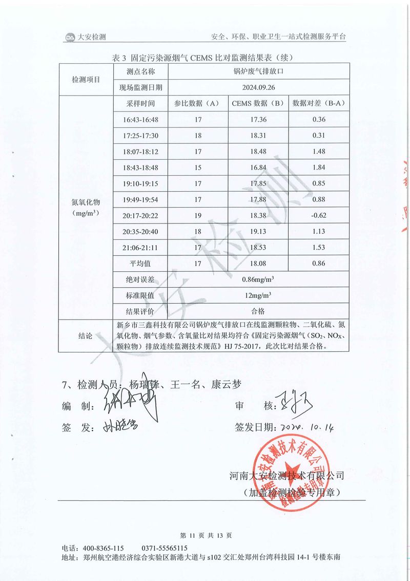 新鄉(xiāng)市三鑫科技有限公司-廢氣在線比對-12